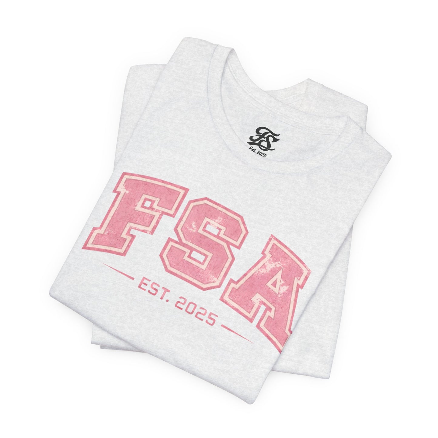 FSA Vintage Varsity Tee — Est. 2025 Pink College Shirt