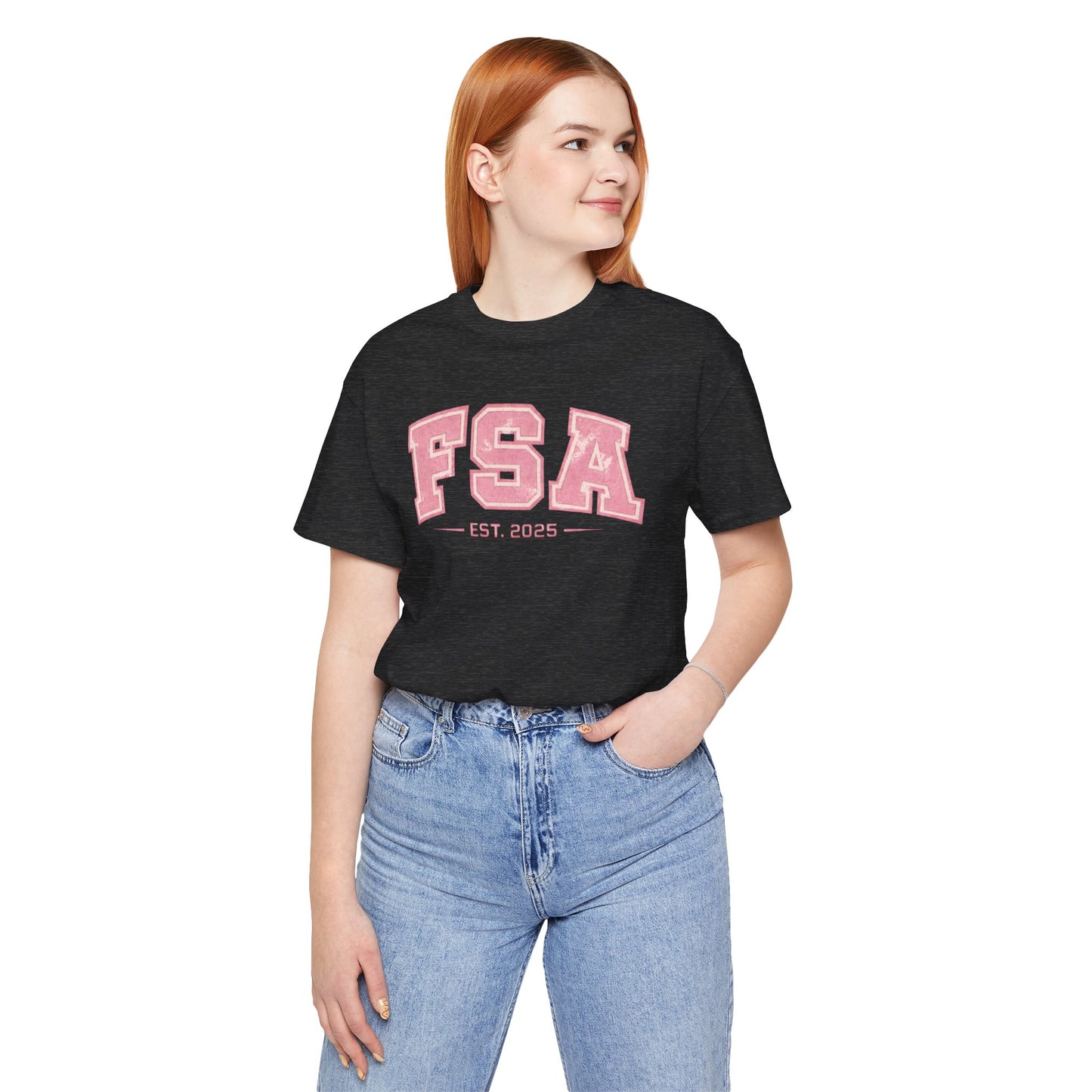 FSA Vintage Varsity Tee — Est. 2025 Pink College Shirt