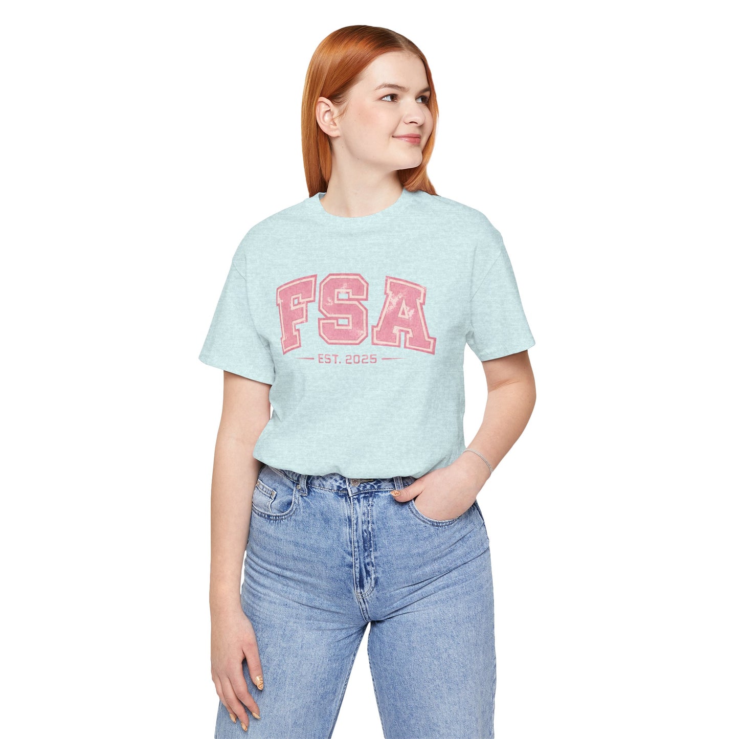 FSA Vintage Varsity Tee — Est. 2025 Pink College Shirt