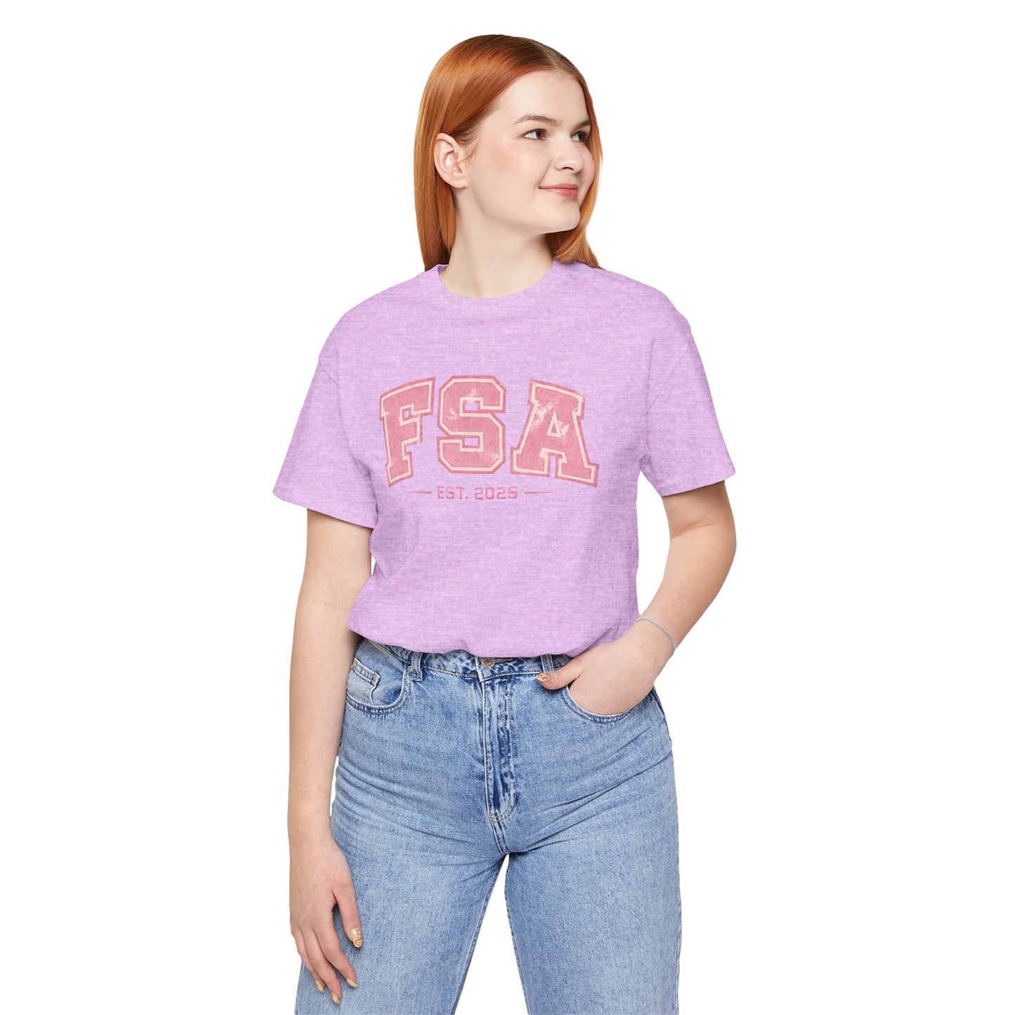 FSA Vintage Varsity Tee — Est. 2025 Pink College Shirt