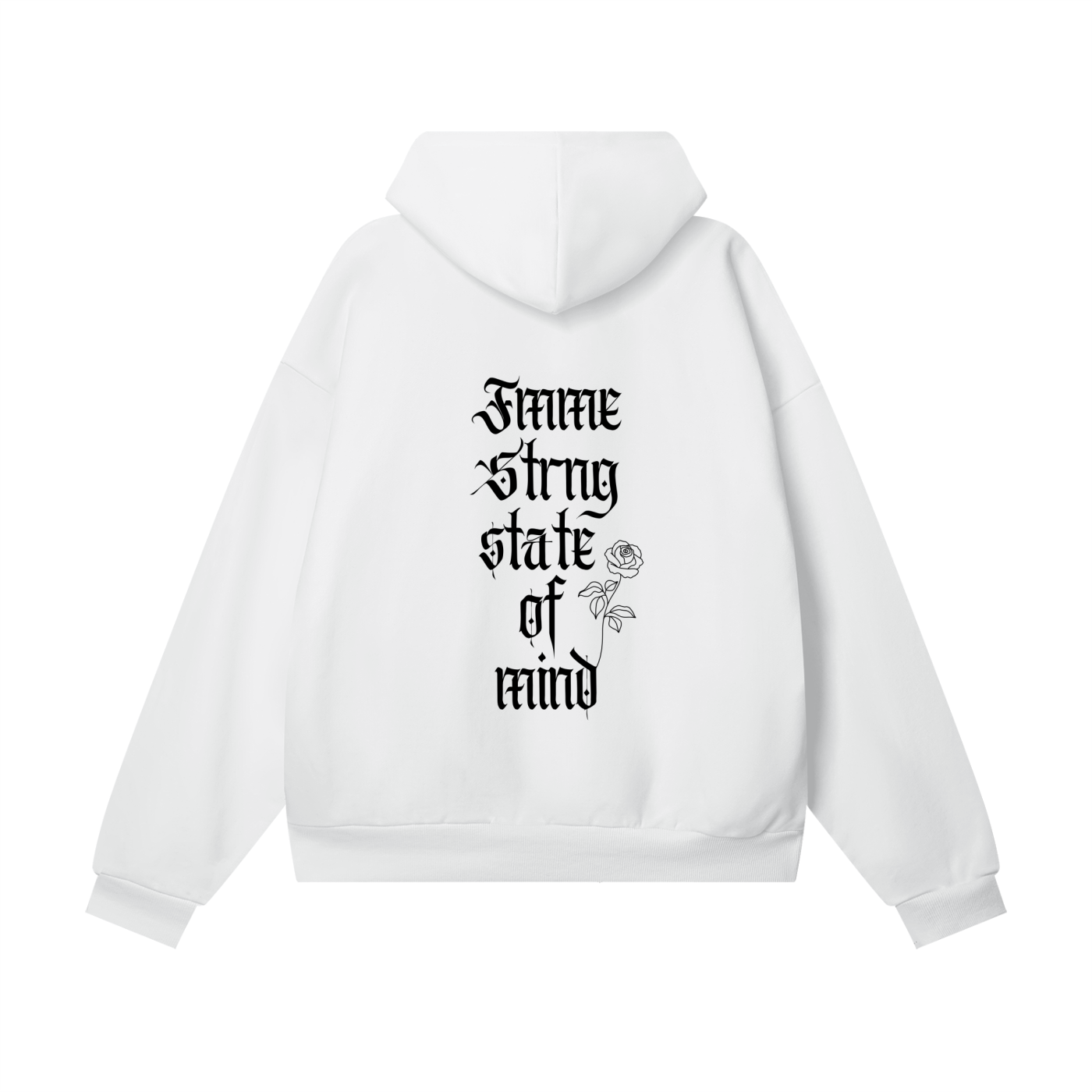 Heavyweight Hidden Pocket Fleece Hoodie: Fmme Strng State of Mind (White/ Cream) ✨