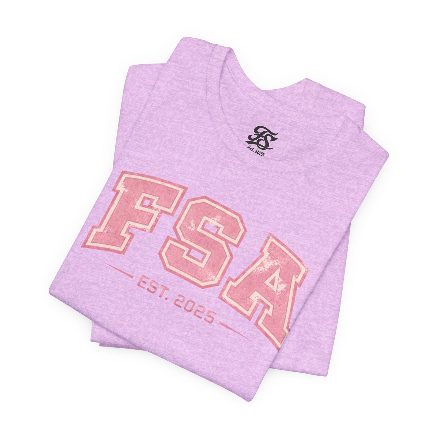 FSA Vintage Varsity Tee — Est. 2025 Pink College Shirt