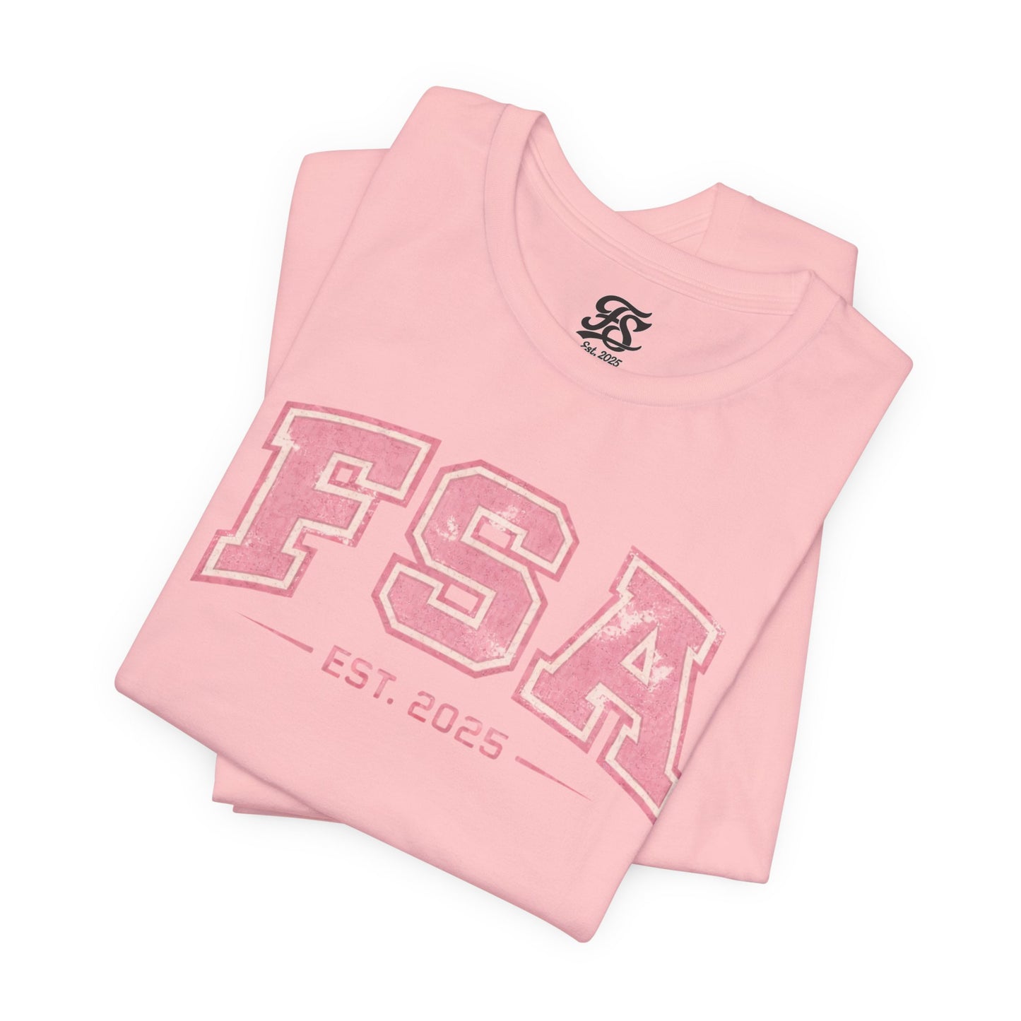 FSA Vintage Varsity Tee — Est. 2025 Pink College Shirt
