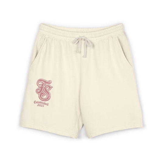 Embroidered Retro Monogram Sweat Shorts — "Established 2023" Lightweight Fleece