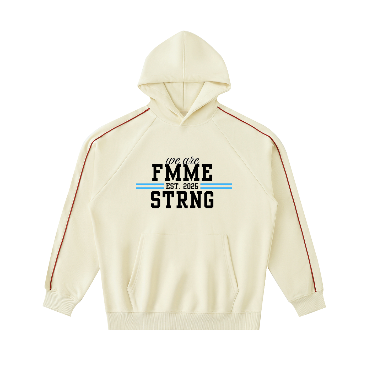 🍑🤍 Contrast Piping Raglan Hoodie — Heather White & Apricot 🤍🍑